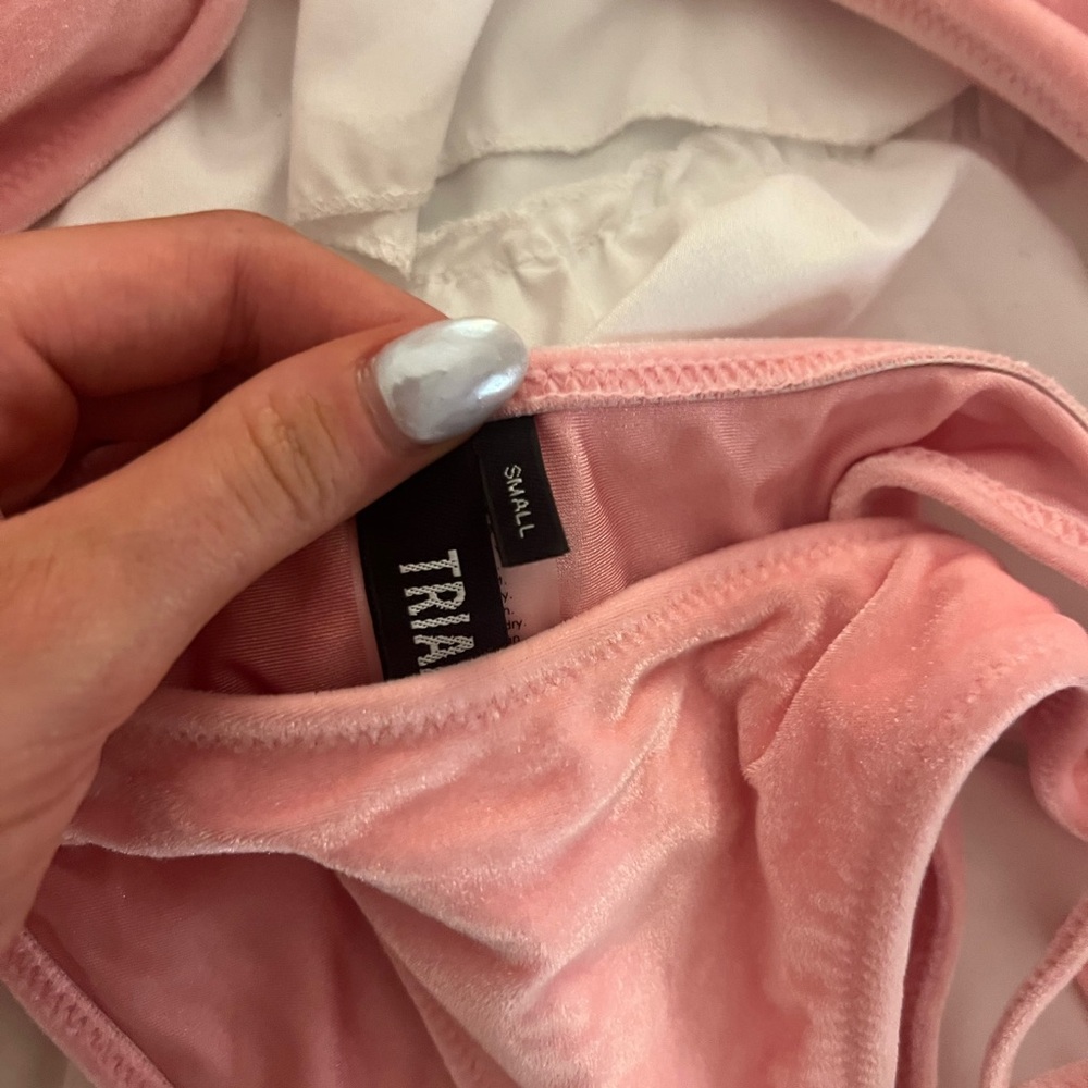 Light baby pink triangl bikini top and bottom